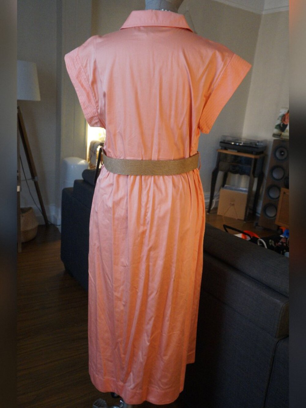๐ NWT Donna Karan Peach / Coral Belted Shirt Dress Size 12 ๐ - Picture 5 of 8